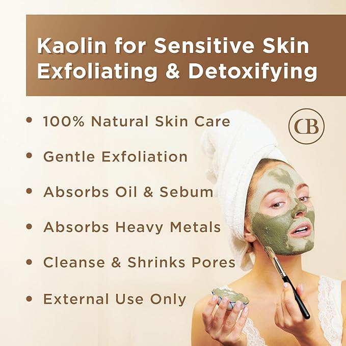California Biology Kaolin Clay for Face & Body | Indian Healing Clay Powder for Sensitive Skin | Facial Mask & Clay Body Scrub | Natural Skin Care Mask | 6 Count