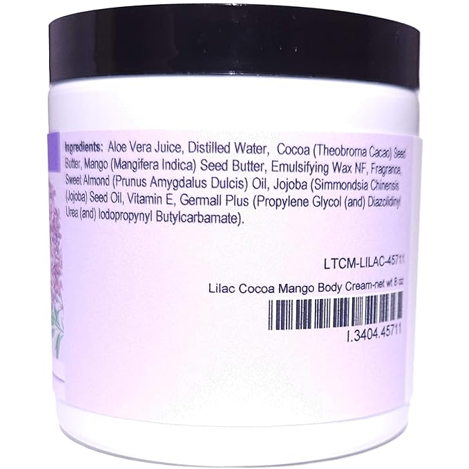 Lilac Cocoa Mango Body Cream (8 Ounce) - Phthalate Free Fragrance - Feels Like A Lotion And Works Like A Butter with a Fresh Blooming Scent