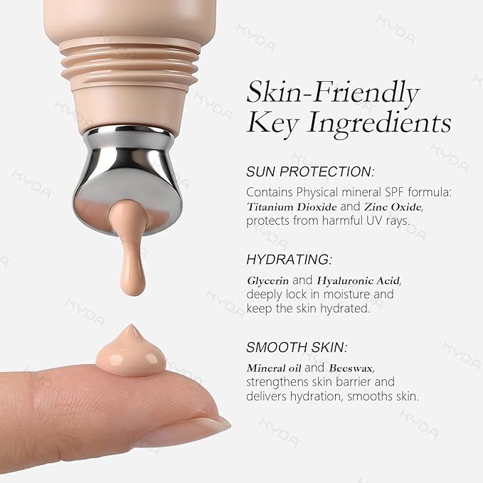 KYDA Mineral Eye Cream, Tined Eye Cream Color Corrector, 3-in-1 Anti-Aging Eye Cream for Dark Circle and Fine Lines, SPF 35, Light