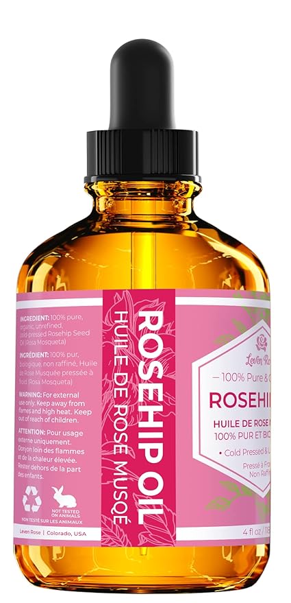 Leven Rose Pure Rosehip Oil for Face Organic Cold Pressed 4 oz - Rose Hip Seed Oil, Unrefined for Nighttime Face Moisturizer for Hair, Skin & Nails