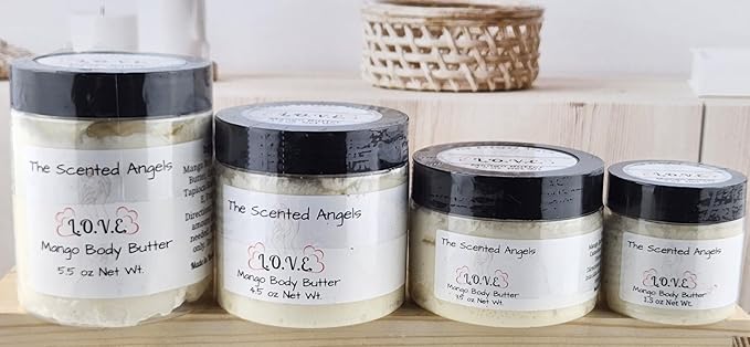 TSA Handmade Whipped Mango Love Body Butter Cream, Luxury Body Lotion for Dry Skin, Daily Moisturizing Shea Butter, Sunflower Oil, Mothers, Fathers, Women, Men, Teens, 5.5 oz Jar