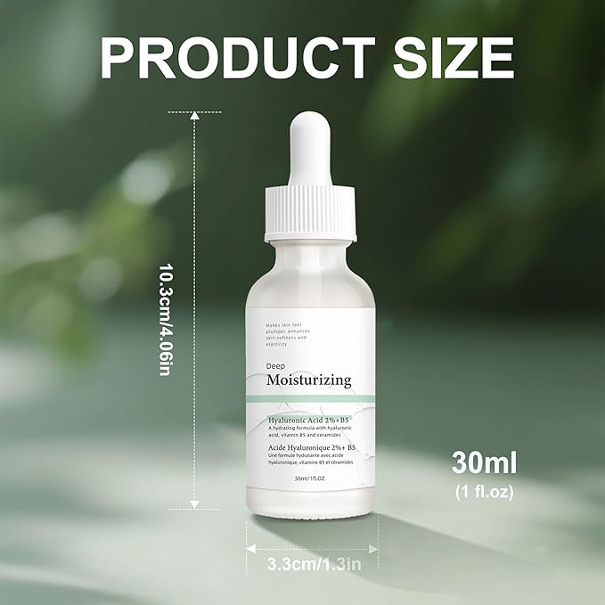 Deep Moisturizing Hyaluronic Acid 2% + Vitamin B5 Serum, Hydrating Face Serum with Ceramides, Supports Skin Plumpness & Elasticity, Helps Visibly Smooth Skin Texture, 1 fl oz (30ml)