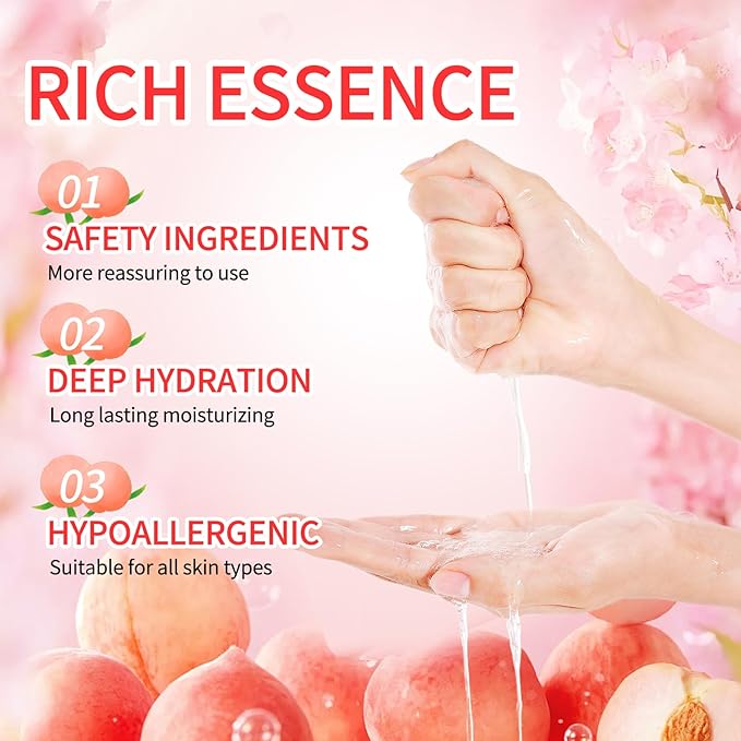 Hydrating Facial Masks Skincare for Women,Honey Peach Face Mask Sheet Skincare, Moisturizing Face Mask for All Skin Types (10-Packs)