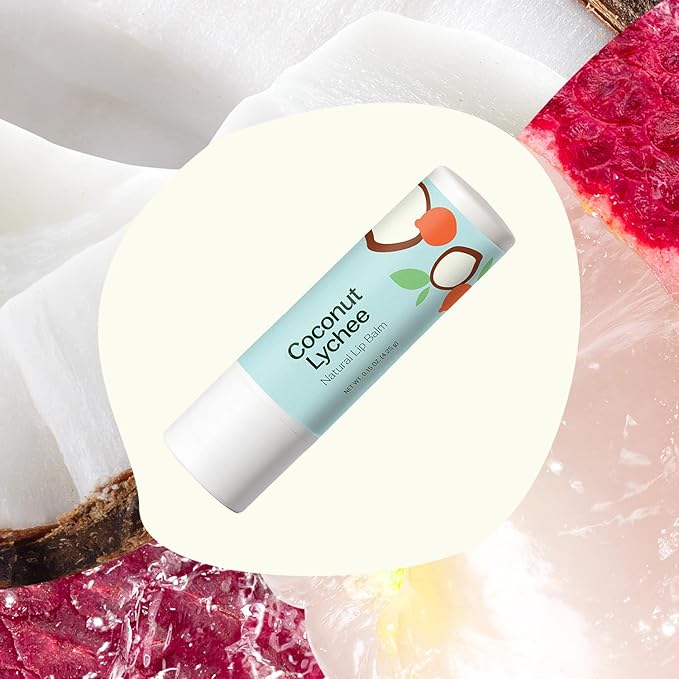 Plant Therapy Coconut Lychee Natural Lip Balm 0.15 oz Sweet Tropical Flavor, Hydrating & Conditioning, Eco Smart Containers Help Reduce Plastic Waste