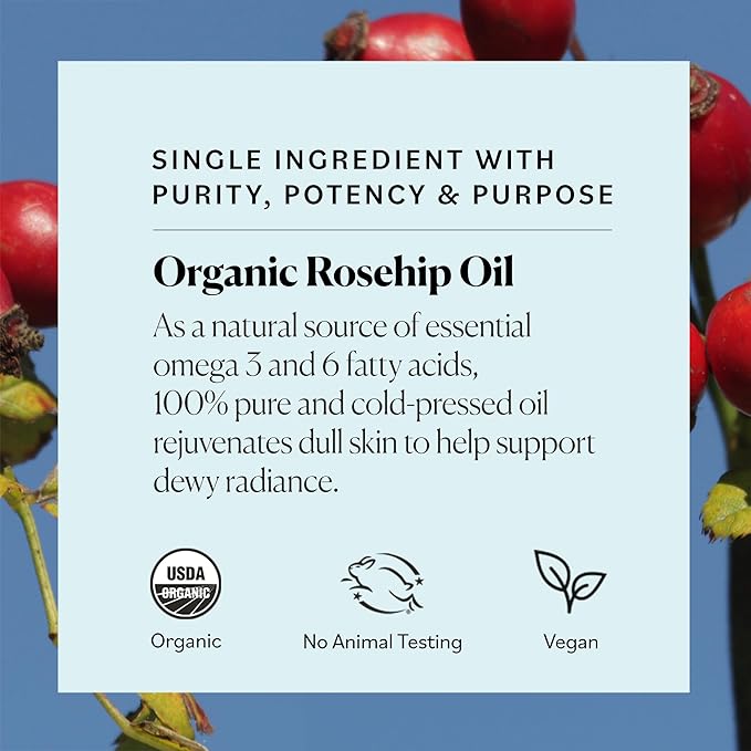 Sky Organics Travel Size Revitalizing Glow Face Oil, Rosehip Oil for Face – Nourishes Without Clogging Pores, Rosehip Seed Oil Organic for Bright Skin, 100% Pure Rose Hip Oil, Cold-Pressed