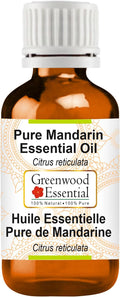 Greenwood Essential Mandarin Essential Oil (Citrus reticulata) Pure | Non-Sticky | Non-Greasy | Lightweight | Men & Women | All Skin Types | Steam Distilled 30ml (1 oz)