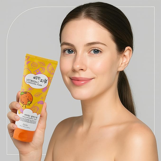 esfolio Vitamin C Cleansing Foam – Improving Face Wash for Glowing Skin, Deep Pore Cleanser with Antioxidants, Hydrating & Refreshing, Gentle Daily Skincare (5.29oz -150g)