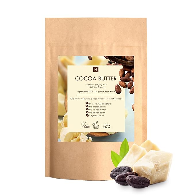 HalalEveryDay Raw Cocoa Butter 5 lb – Food Grade & Cosmetic Grade, Unrefined Organic Cocoa Butter Chunks for Baking, Lotion, Body Butter, Lip Balm & DIY Skincare