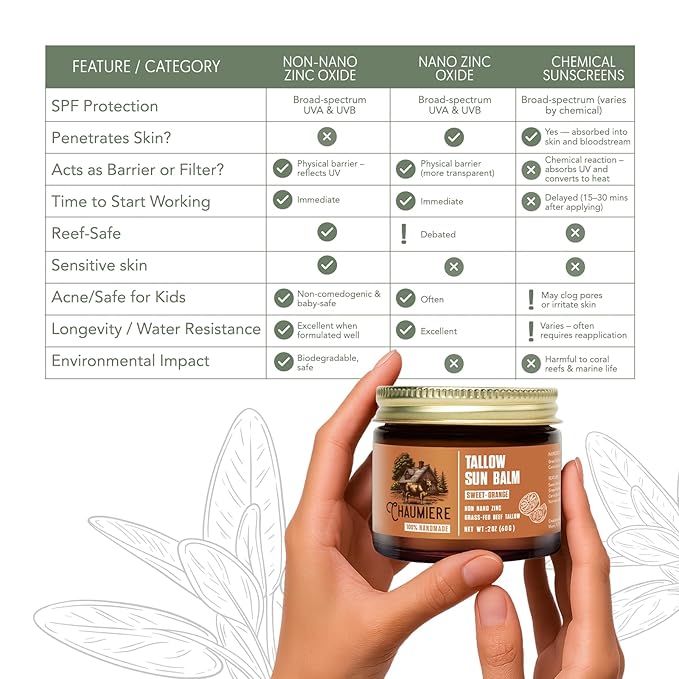 Sweet Orange Tallow Sunscreen SPF 50 – Grass-Fed Beef Tallow Balm with Carrot Seed Oil & Non-Nano Zinc – Organic Face & Body Moisturizer, Reef Safe, Naturally Scented – 2.5oz, Made in USA
