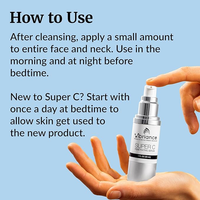 Vibriance Super C Serum for Mature Skin - All-in-One Vitamin Formula Hydrates, Firms, Lifts, Smooths, Targets Age Spots, Wrinkles, 1 fl oz - Pack of 2