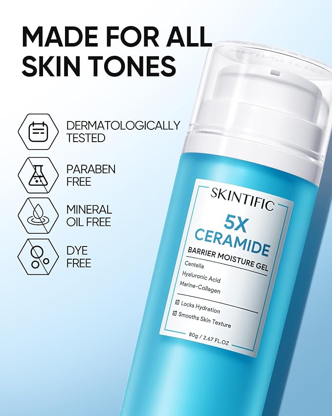 Face Moisturizer with 5X Ceramides, Hydrating Moisture Barrier Repair Cream for Sensitive/Oil Skin Types, Hyaluronic Acid & Centella (Ceramides, 2.82 OZ (Pack of 1))