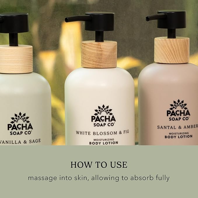 Pacha Soap Co. Body Lotion - Vanilla & Sage, Hydrating & Nourishing Formula with Clean Ingredients and Essential Oils, Dye Free, SLS Free, Paraben Free, Made in the USA, 2-Pack (16 fl oz Each)