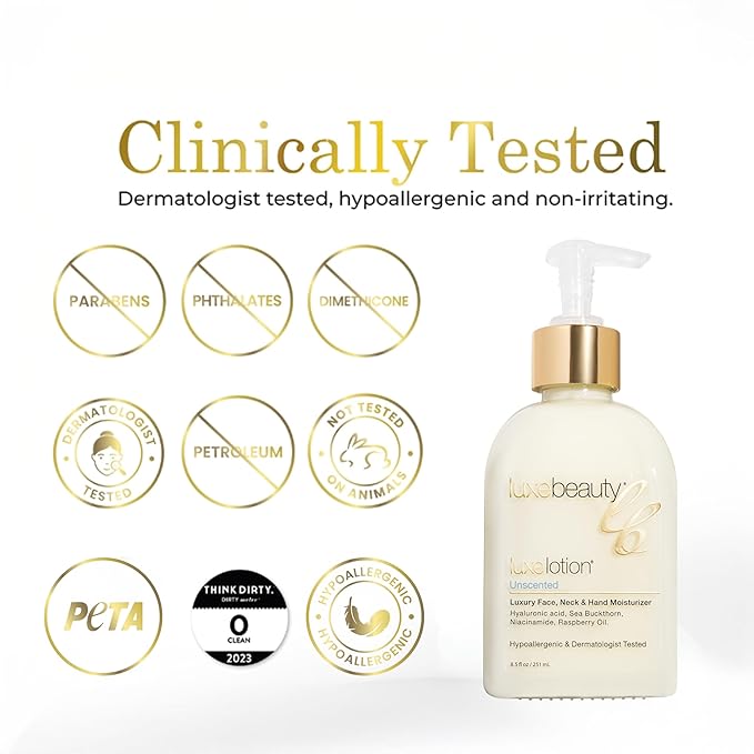 LUXELOTION is truly a Luxury Product - an Anti-Aging Face, Hand & Body Lotion with Hyaluronic Acid. This Lightweight and Non-Greasy Formula creates Silky Smooth Skin.