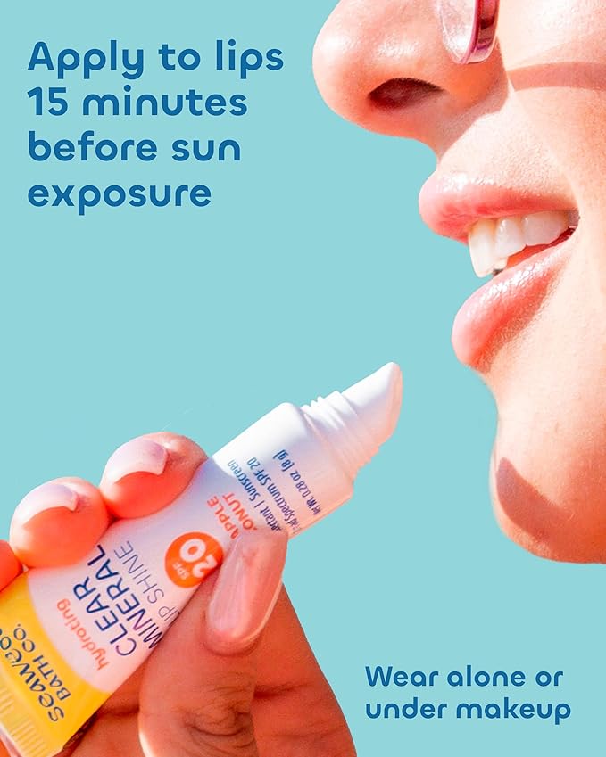 Seaweed Bath Co. Hydrating Clear Mineral Lip Shine - SPF 20 Sunscreen Zinc Oxide Lip Balm - Nourishing Care to Hydrate & Protect Dry, Chapped Lips - Natural Pineapple Coconut Flavor- 0.28 oz