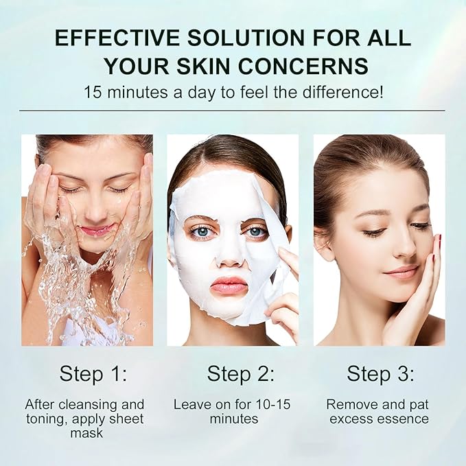 Facial Masks Skincare for Women,Moisturize Face Mask Sheet for Girl,Hydrating Face Mask for All Skin Types,Dry Skin & Sensitive Skin (10-Packs)