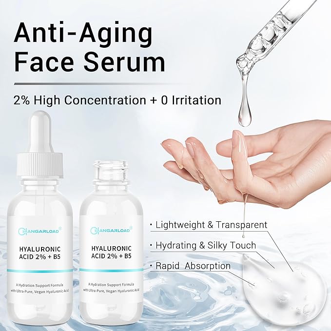 Hyaluronic Acid 2% + B5 Hydration Support Formula, Hyaluronic Acid Serum For Face - Large 30ml/1oz