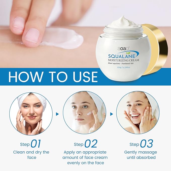 Squalane Face Cream, Ceramide Face moisturizer for Women with Hyaluronic Acid & Panthenol, Moisturizing Treatment for Dry Sensitive Damaged Skin, Nourishing Plant-Derived Formula, 4.59oz Value Size