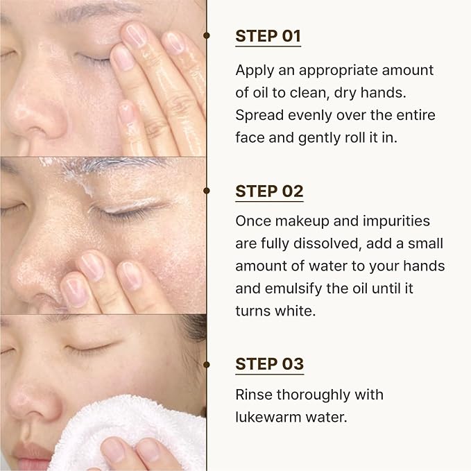 Rbfy. One Step Cleansing Oil - Lightweight Face Cleanser for Makeup, Sebum & Blackhead Removal with Grape Seed Oil | Non-Greasy, Sutiable for All Type Skins | Korean Skincare (6.9 fl oz)