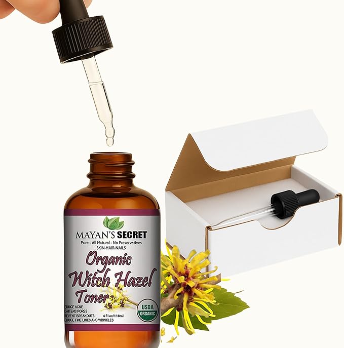 USDA Certified Organic Witch Hazel Toner by Mayan's Secret Facial Toner,