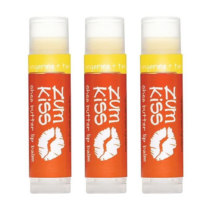 Indigo Wild Zum Kiss Stick - Natural Lip Balm with Organic Beeswax, Sunflower Oil & Vitamin E - Flavored, Hydrating Lip Moisturizer - Tangerine (3 Pack)