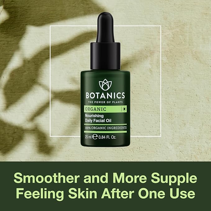 Botanics Organic Hydrating Face Oil - Nourishing Daily Facial Oil with Argan & Rosehip - Lightweight, Non-Greasy Formula for Dry & Sensitive Skin - Vegan & Cruelty-Free (0.84 Fl Oz)