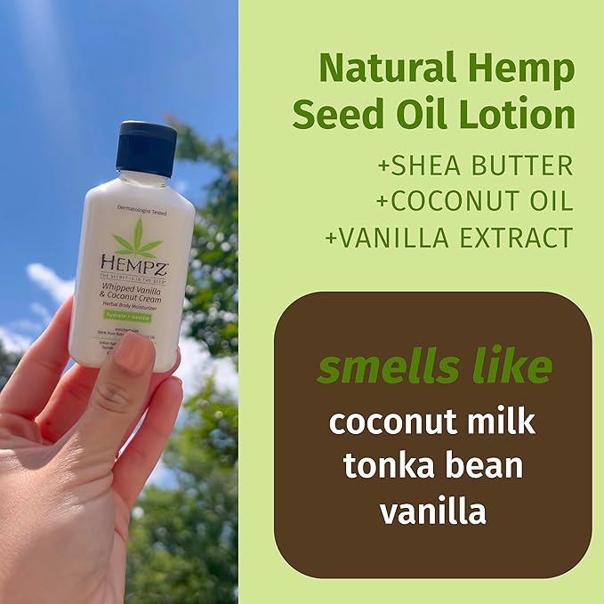 Hempz Mini Whipped Vanilla & Coconut Cream Body & Hand Lotion 2.25 oz. (Pack of 2)