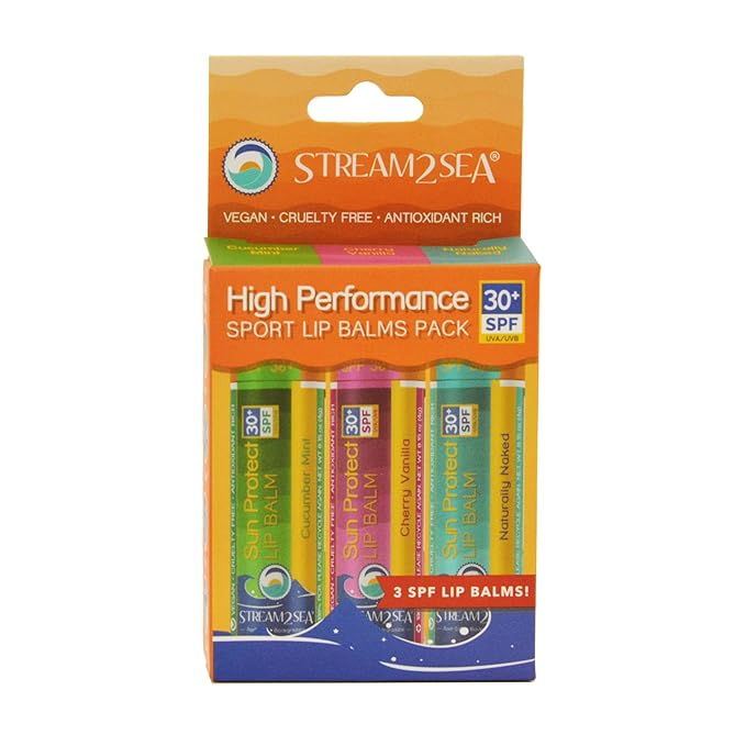 STREAM 2 SEA Naturally Naked Lip Balm Set - Reef Safe SPF 30 Unscented Hydrating Lip Care, Moisturizing + Sun Protect Outdoor Lip Balm For Beach and Sports, Paraben Free Natural Lip Care