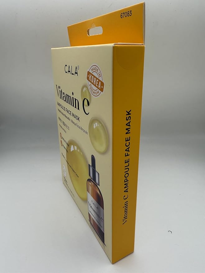 Cala Vitamin C Ampoule Face Mask, Hydrating Sheet Mask for Dry Skin, 5 Count