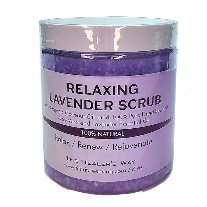 Lavender Salt Scrub, Moisturizing and Exfoliating, Natural Ingredients of Coconut Oil, Dead Sea Salt, Intoxicating Scent (8oz, Lavender Salt)