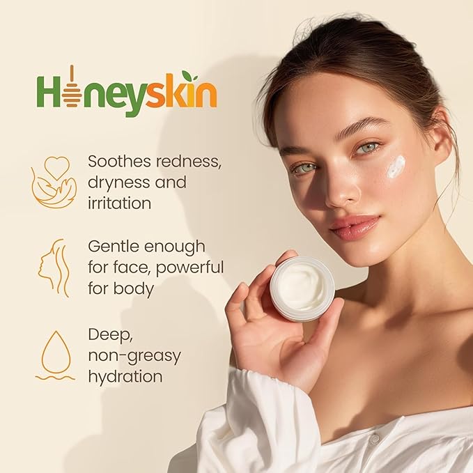 Hydrating Face Moisturizer & Body Cream with Manuka Honey Cream - Organic Face Moisturizer with Honey for Extremely Dry Skin - for Dry & Itchy Skin, Rosacea & Eczema Prone Skin 2oz