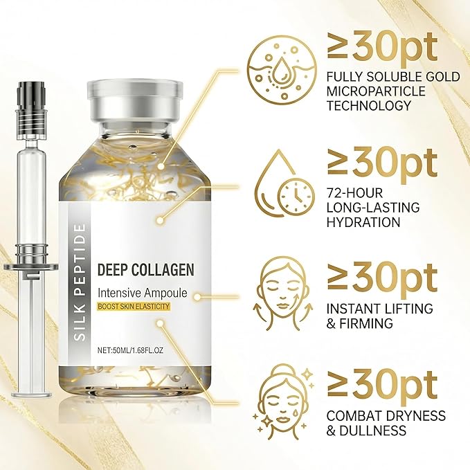 2PCS Silk Peptide Intensive Lifting Ampoule,Facial Serum with Deep Collagen & Silk Peptides