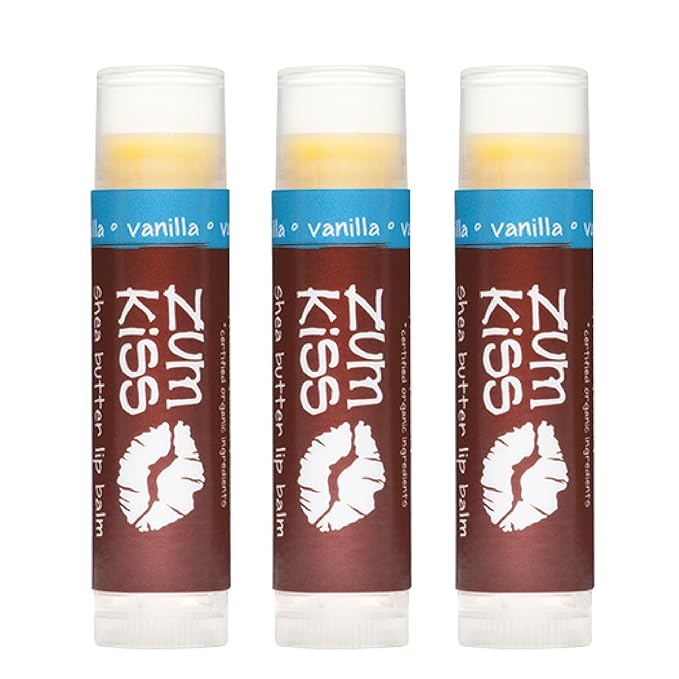 Indigo Wild Zum Kiss Stick - Natural Lip Balm with Organic Beeswax, Sunflower Oil & Vitamin E - Flavored, Hydrating Lip Moisturizer - Vanilla (3 Pack)