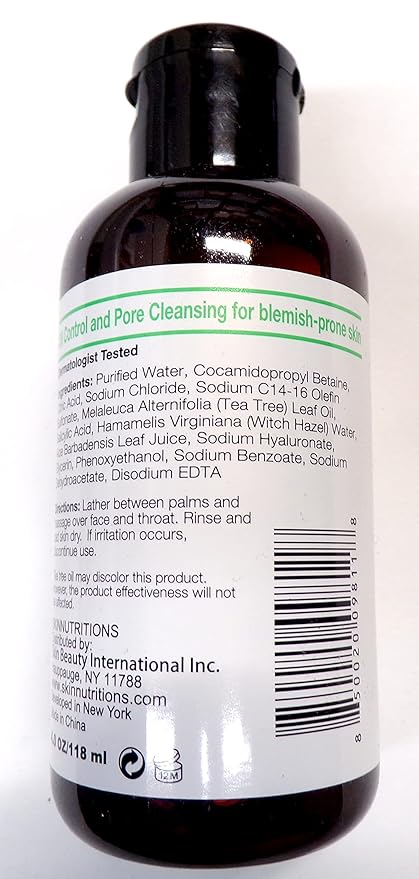 Skin Nutrition Botanical s - Tea Tree Oil + Salicylic Acid Balancing Face Wash 4oz (118ml), 4 Ounce (Pack of 1)
