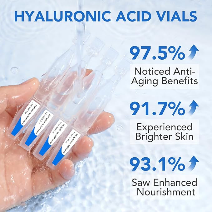 3% Hyaluronic Acid Serum Ultra-Hydrating Vials,Hyaluronic Acid, Hyaluronic Acids for Face Serum for Women Anti Aging Single-Use Tubes Vials(1 Box of 30)