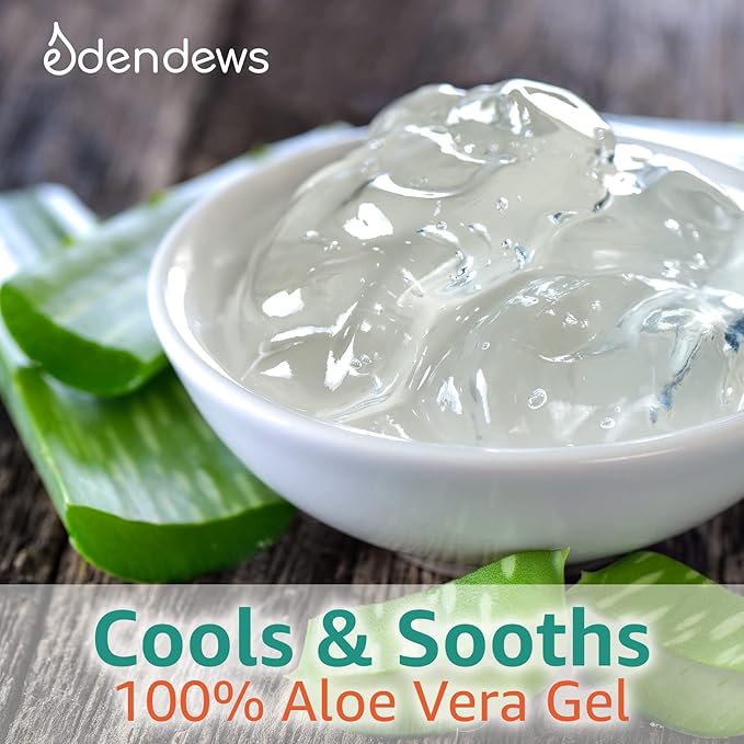 Eden Dews Organic Aloe Vera Gel 100% Pure, Moisturizing, Face Skin & Hair Care, Hydrating & Soothing for Dry Skin, Made in USA, Unscented, 16 oz, 2-Pack