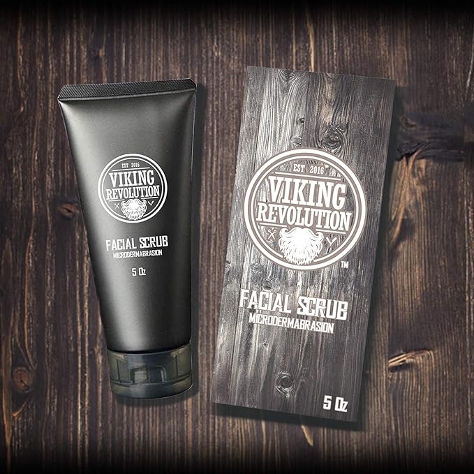 Viking Revolution Microdermabrasion Face Scrub for Men - Facial Cleanser for Skin Exfoliating, Deep Cleansing, Removing Blackheads, Acne, Ingrown Hairs - Men's Face Scrub for Pre-Shave (1 Pack)