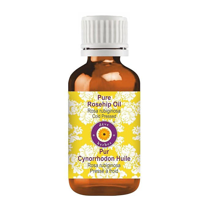 dève herbes Rosehip Oil (Rosa rubiginosa) | Cold Pressed | Pure | Natural | Undiluted | For Diluting Essential oils | For Skin & Massage | Non-Sticky| Lightweight| Men & Women | 10ml (0.33 oz)