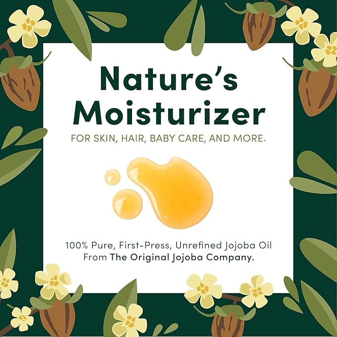 HobaCare Organic Jojoba Baby Oil with Pump Dispenser – 100% Pure Natural Unrefined Unscented Hexane Free Cold Pressed Jojoba Oil for Baby Hair, Infant Skin, Scalp Moisturizing (8.45 oz)