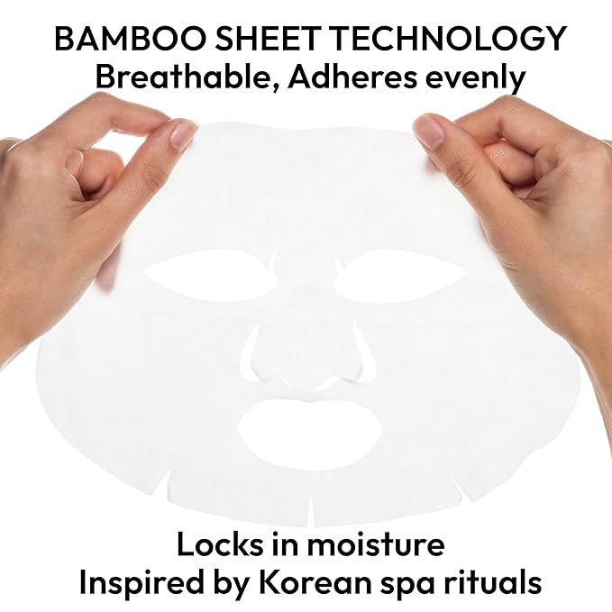 Bioactive Phyto-Glow Face Mask, 99% Natural Korean Sheet Mask for Instant Glass Skin & Hydration, Sheet Face Masks with Hibiscus, Peptides & Green Tea, No-Rinse & Gentle for Sensitive Skin
