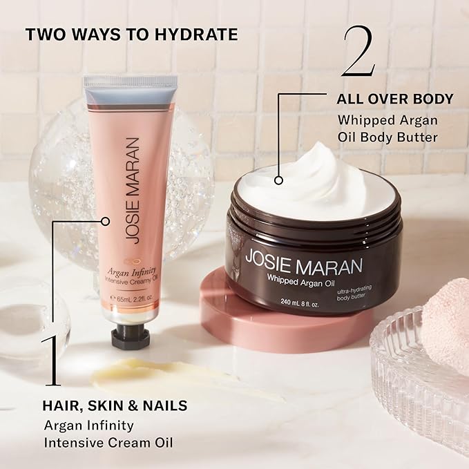 Josie Maran Whipped Body Butter - Skin Firming Body Cream with Argan Oil, Whipped Shea Butter, Avocado Oil & Essential Fatty Acids - Radiance-Boosting Skincare - Dream Cream (20 Fl oz)