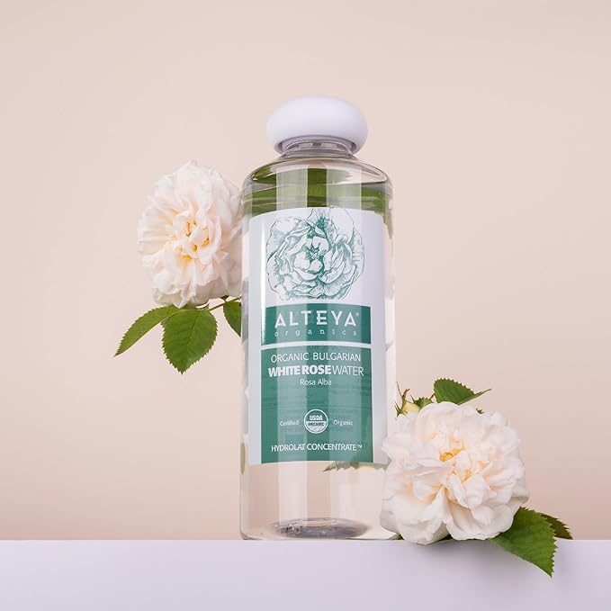 Alteya Organics White Rose Water USDA Certified Organic Facial Toner, 8.5 Fl Oz/250mL Pure Bulgarian Rosa Alba Flower Water,Award-Winning Moisturizer BPA-Free Bottle with Reducer