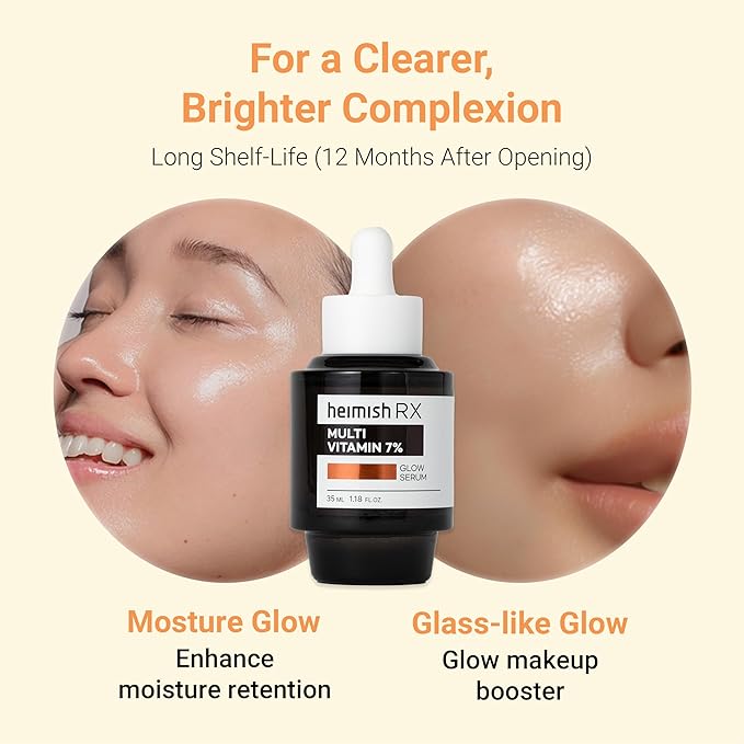HEIMISH RX Multi Vitamin Glow Serum - Vitamin C Serum for face, Dark Spot & Hyperpigmentation Reduction, Anti Aging, Skin Brightening with Vitamin C 7%, Niacinamide 5% - 35 ml (1.18 fl. oz)