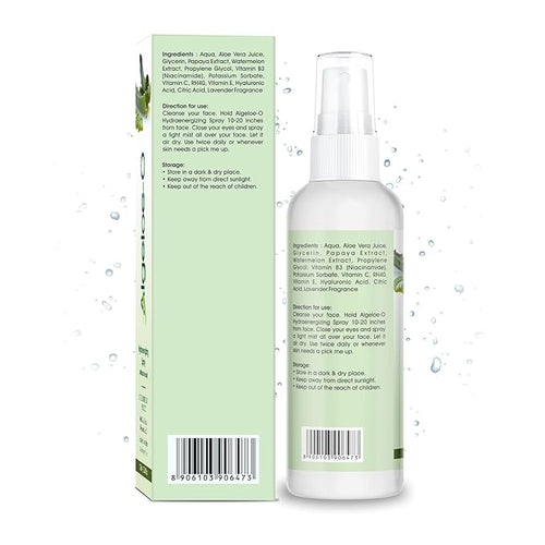 ALGELOE-O Hydraenergizing, Super Hydrating Face Mist Spray with Aloe vera & Hyaluronic acid for Instant Skin Moisturization, Revitalizes & Refreshes Normal Oily Dry & Sensitive skin- 100 ml