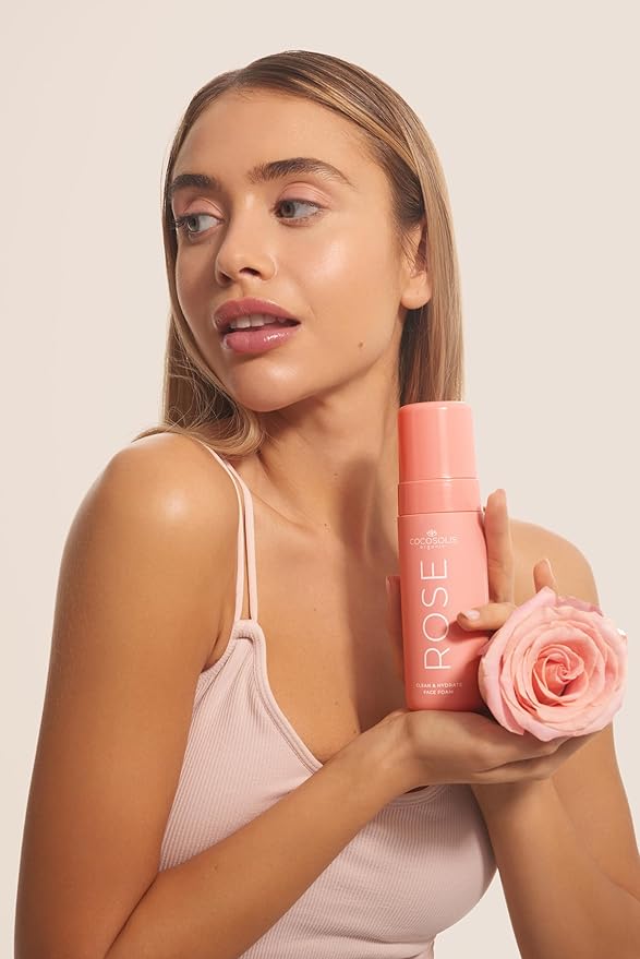 COCOSOLIS Rose Clean & Hydrate Face Foam Deep Pore Facial Cleansing Foam with Moisturising Hyaluronic Acid and Glycerine