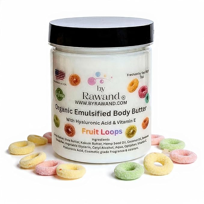 Handmade Fruit Loops body buttercream with Shea, Cocoa & Kokum butter based with natural oils & Hyaluronic Acid - non greasy, moisturizing (Fruit Loops)