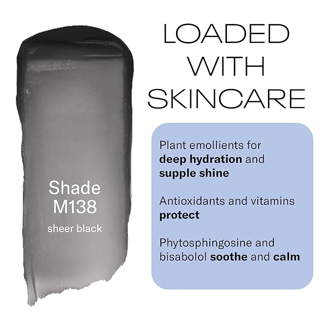 MOB Beauty Hydrating Shine Lip Balm, M138 Black Tinted Lip Balm Stick with Jojoba and Sunflower Oils, Moisturizing Glossy Finish, Vegan, Cruelty Free