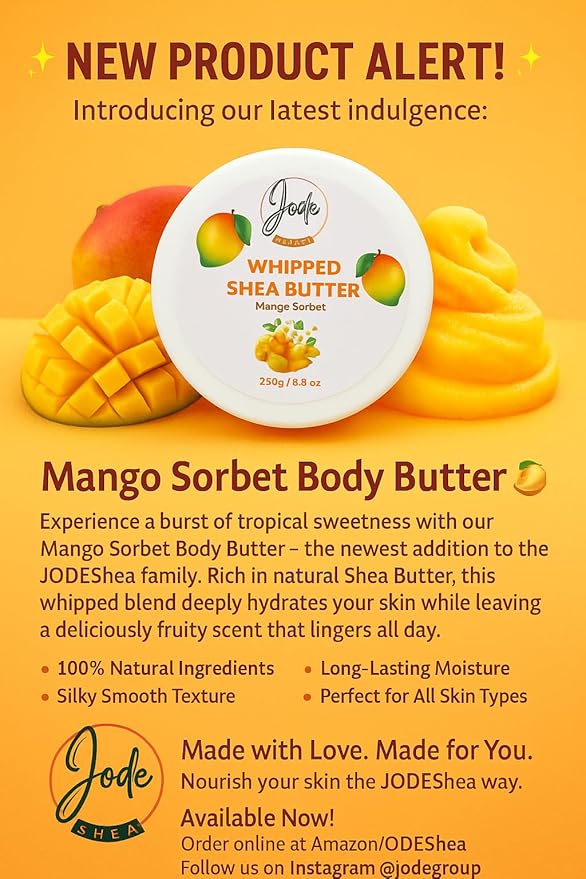 Whipped Mango Sorbet Body Butter, Natural Shea Butter, Long-Lasting Moisture, Fruity Fragrance, 250g/8.8 oz