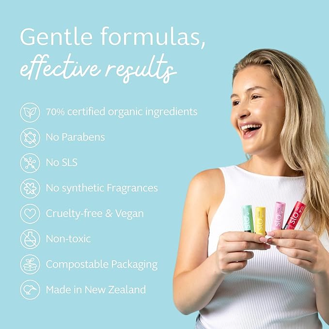 Slo | Natural Lip Balm - All Natural Ingredients, Vegan & Cruelty Free, Hydrating & Soothing, Plastic Free, Paper Packaging | Peppermint + Vitamin E, (0.28oz/8g)