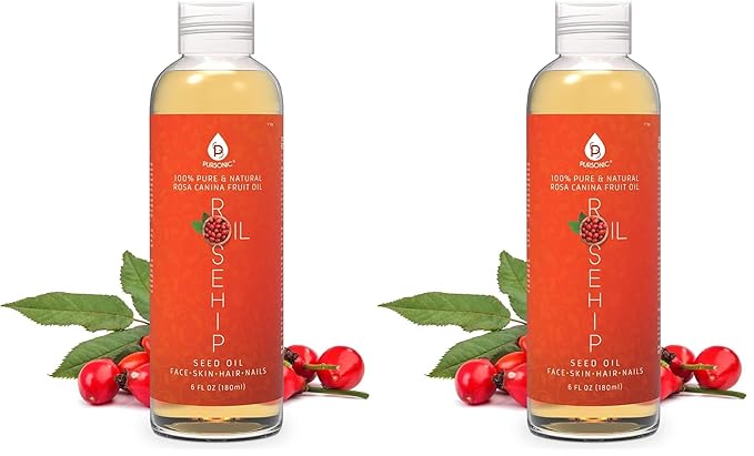Pursonic Rosehip Oil for Face, Nails, Hair and Skin, 6 Ounce (Pack of 2)