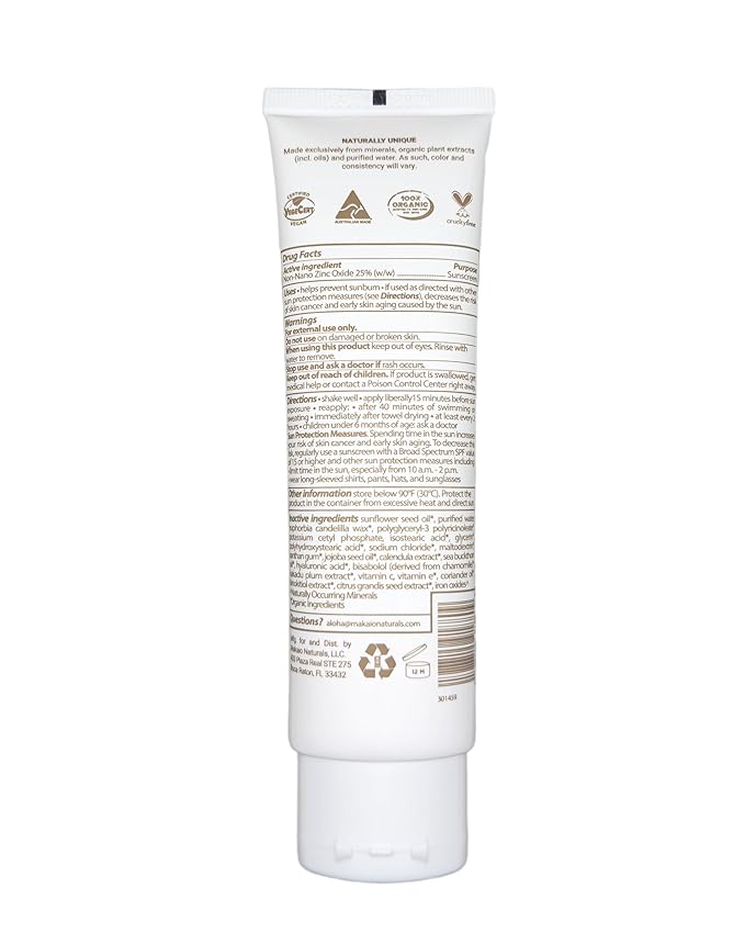 Makaio Naturals 100% Organic Mineral Sunscreen SPF 50 – Face & Body, Unscented, No White Cast, Non-Nano Zinc, Vegan, Hypoallergenic, Reef Safe, Dermatologist Tested, 3.88 fl oz